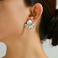Wholesale Jewelry Elegant Simple Style Geometric Round Alloy Rhinestones Zircon Layered Plating Inlay Ear Studs main image 4