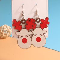 1 Pair Cute Sweet Artistic Santa Claus Tree Snowman Stainless Steel Wood Drop Earrings main image 3