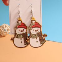 1 Pair Cute Sweet Artistic Santa Claus Tree Snowman Stainless Steel Wood Drop Earrings main image 5