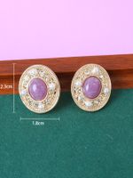 1 Pair Ig Style Retro Oval Inlay Zinc Alloy Artificial Gemstones Rhinestones Pearl Ear Cuffs main image 5