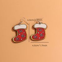 1 Pair Cute Sweet Artistic Santa Claus Tree Snowman Stainless Steel Wood Drop Earrings sku image 4