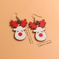 1 Pair Cute Sweet Artistic Santa Claus Tree Snowman Stainless Steel Wood Drop Earrings sku image 2
