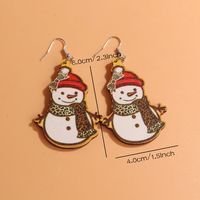 1 Pair Cute Sweet Artistic Santa Claus Tree Snowman Stainless Steel Wood Drop Earrings sku image 1