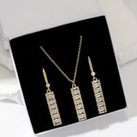 Simple Style Classic Style Rectangle Copper Plating Inlay Zircon Gold Plated Earrings Necklace main image 1
