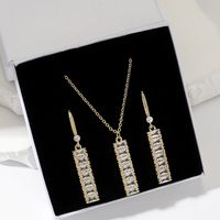 Simple Style Classic Style Rectangle Copper Plating Inlay Zircon Gold Plated Earrings Necklace sku image 1