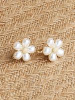 1 Pair Ig Style French Style Flower Inlay Zinc Alloy Pearl Ear Cuffs main image 5