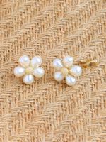 1 Pair Ig Style French Style Flower Inlay Zinc Alloy Pearl Ear Cuffs main image 3