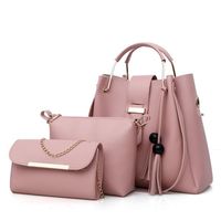 Women's Large All Seasons Pu Leather Solid Color Basic Classic Style Tassel Square Zipper Bag Sets Handbag sku image 3