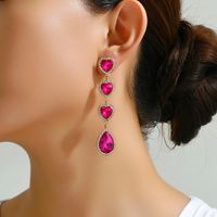 Wholesale Jewelry Romantic Sweet Heart Shape Zinc Alloy Glass Plating Inlay Drop Earrings main image 10