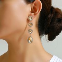 Wholesale Jewelry Romantic Sweet Heart Shape Zinc Alloy Glass Plating Inlay Drop Earrings main image 8