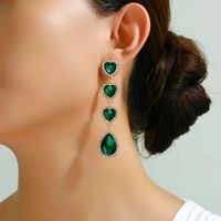 Wholesale Jewelry Romantic Sweet Heart Shape Zinc Alloy Glass Plating Inlay Drop Earrings main image 9