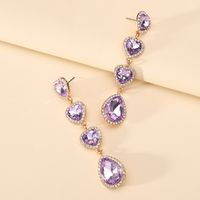 Wholesale Jewelry Romantic Sweet Heart Shape Zinc Alloy Glass Plating Inlay Drop Earrings sku image 2