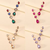 Wholesale Jewelry Romantic Sweet Heart Shape Zinc Alloy Glass Plating Inlay Drop Earrings main image 5