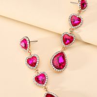 Wholesale Jewelry Romantic Sweet Heart Shape Zinc Alloy Glass Plating Inlay Drop Earrings main image 2