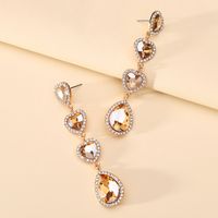 Wholesale Jewelry Romantic Sweet Heart Shape Zinc Alloy Glass Plating Inlay Drop Earrings sku image 3