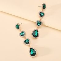 Wholesale Jewelry Romantic Sweet Heart Shape Zinc Alloy Glass Plating Inlay Drop Earrings sku image 5