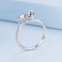Casual Cute Cat Sterling Silver Inlay Zircon Rings main image 1