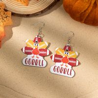 Wholesale Jewelry Casual Animal Pumpkin Water Droplets Wood Irregular Printing Drop Earrings sku image 5