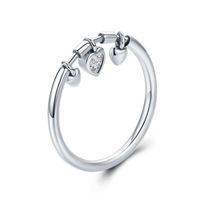 Ig Style Casual Heart Shape Sterling Silver Charm Inlay Zircon Charm Rings sku image 3