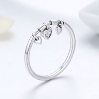 Ig Style Casual Heart Shape Sterling Silver Charm Inlay Zircon Charm Rings main image 2