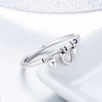 Ig Style Casual Heart Shape Sterling Silver Charm Inlay Zircon Charm Rings main image 1