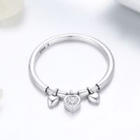 Ig Style Casual Heart Shape Sterling Silver Charm Inlay Zircon Charm Rings main image 3