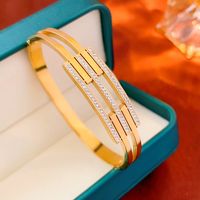 Glam Luxurious Classic Style Geometric Stainless Steel Titanium Steel Plating Inlay Zircon 18k Gold Plated Bangle main image 5