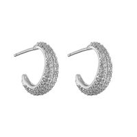 1 Pair Elegant Shiny C Shape Plating Inlay Copper Zircon 18k Gold Plated Earrings Ear Studs sku image 2