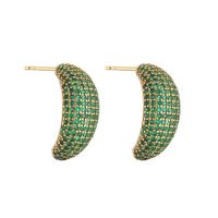1 Pair Elegant Shiny C Shape Plating Inlay Copper Zircon 18k Gold Plated Earrings Ear Studs main image 5