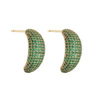 1 Pair Elegant Shiny C Shape Plating Inlay Copper Zircon 18k Gold Plated Earrings Ear Studs sku image 7