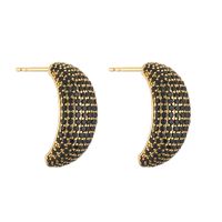 1 Pair Elegant Shiny C Shape Plating Inlay Copper Zircon 18k Gold Plated Earrings Ear Studs main image 4