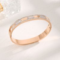 Glam Luxurious Classic Style Geometric Stainless Steel Titanium Steel Plating Inlay Zircon 18k Gold Plated Bangle main image 3