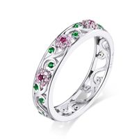 Casual Streetwear Flower Sterling Silver Inlay Zircon Rings sku image 4