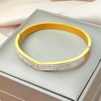 Glam Luxurious Classic Style Geometric Stainless Steel Titanium Steel Plating Inlay Zircon 18k Gold Plated Bangle main image 8