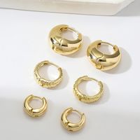 3 Pairs Simple Style Oval Plating Copper Gold Plated Hoop Earrings main image 4