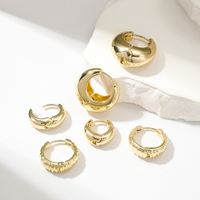 3 Pairs Simple Style Oval Plating Copper Gold Plated Hoop Earrings main image 5