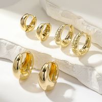 3 Pairs Simple Style Oval Plating Copper Gold Plated Hoop Earrings main image 1