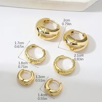 3 Pairs Simple Style Oval Plating Copper Gold Plated Hoop Earrings main image 3