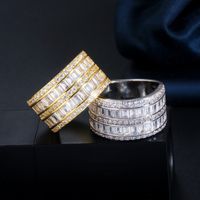 Elegant Shiny Geometric Copper Plating Inlay Zircon Rose Gold Plated White Gold Plated Rhodium Plated Rings main image 8