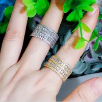 Elegant Shiny Geometric Copper Plating Inlay Zircon Rose Gold Plated White Gold Plated Rhodium Plated Rings main image 1