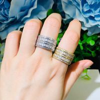 Elegant Shiny Geometric Copper Plating Inlay Zircon Rose Gold Plated White Gold Plated Rhodium Plated Rings main image 6