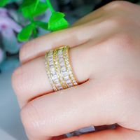 Elegant Shiny Geometric Copper Plating Inlay Zircon Rose Gold Plated White Gold Plated Rhodium Plated Rings main image 4
