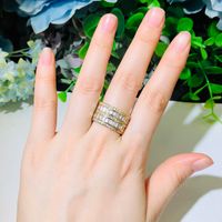Elegant Shiny Geometric Copper Plating Inlay Zircon Rose Gold Plated White Gold Plated Rhodium Plated Rings main image 5