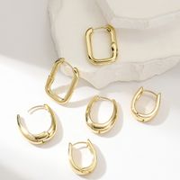 3 Pairs Basic Round Square Plating Copper Gold Plated Hoop Earrings main image 5