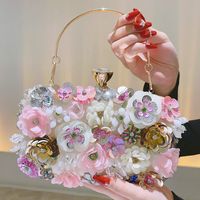 Women's All Seasons Silk Flower Elegant Square Lock Clasp Clutch Bag Evening Bag main image 5
