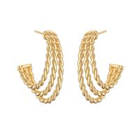 1 Pair Casual Vintage Style Simple Style U Shape V Shape Twist Plating Copper 18k Gold Plated Earrings Ear Studs sku image 7