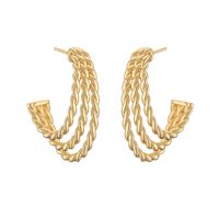 1 Par Casual Estilo Vintage Estilo Simple Forma De U Forma V Giro Enchapado Cobre Chapado En Oro De 18 Quilates. Aretes Pendientes sku image 7