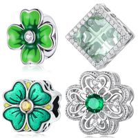Casual Four Leaf Clover Heart Shape Frog Sterling Silver Inlay Malachite Glass Zircon Jewelry Accessories main image 2