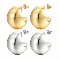 1 Pair Vintage Style Water Droplets Plating Stainless Steel 18k Gold Plated Ear Studs main image 5