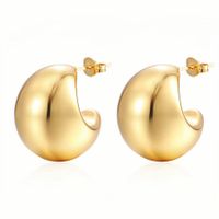 1 Pair Vintage Style Water Droplets Plating Stainless Steel 18k Gold Plated Ear Studs main image 4